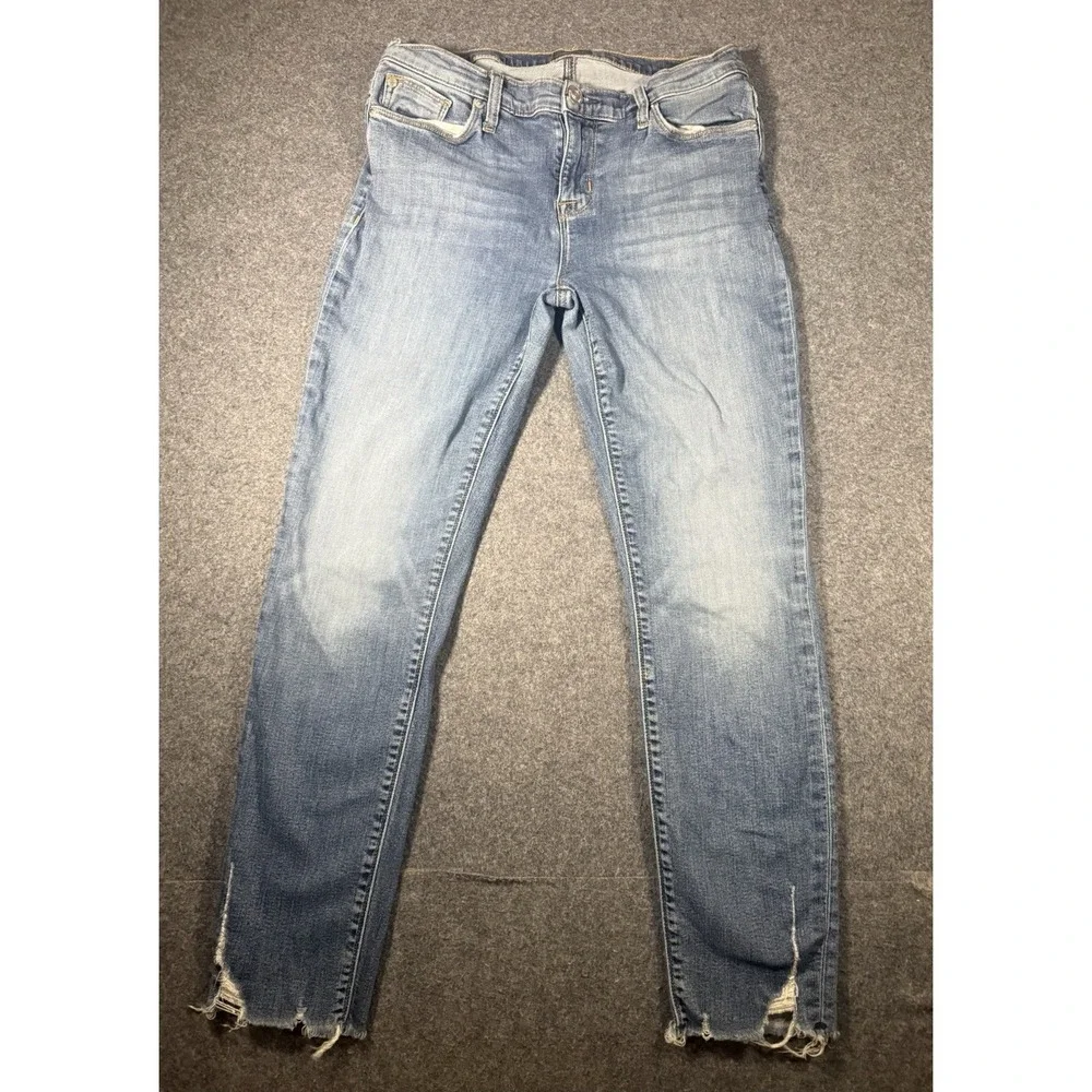 Hudson Women's Mid-Rise Raw Hem Ankle Skinny‎ Jeans Size 29
